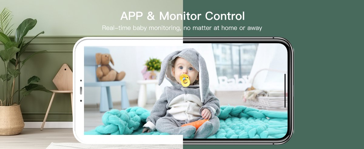 Afbeelding 2 van Arenti AINANNY B2 Kit Wifi Baby Monitor - Babyfoon Met Camera - Babyfoon met 5 inch scherm - Full HD Resolutie - Slaapliedjes - Temperatuur - Alexa & Google
