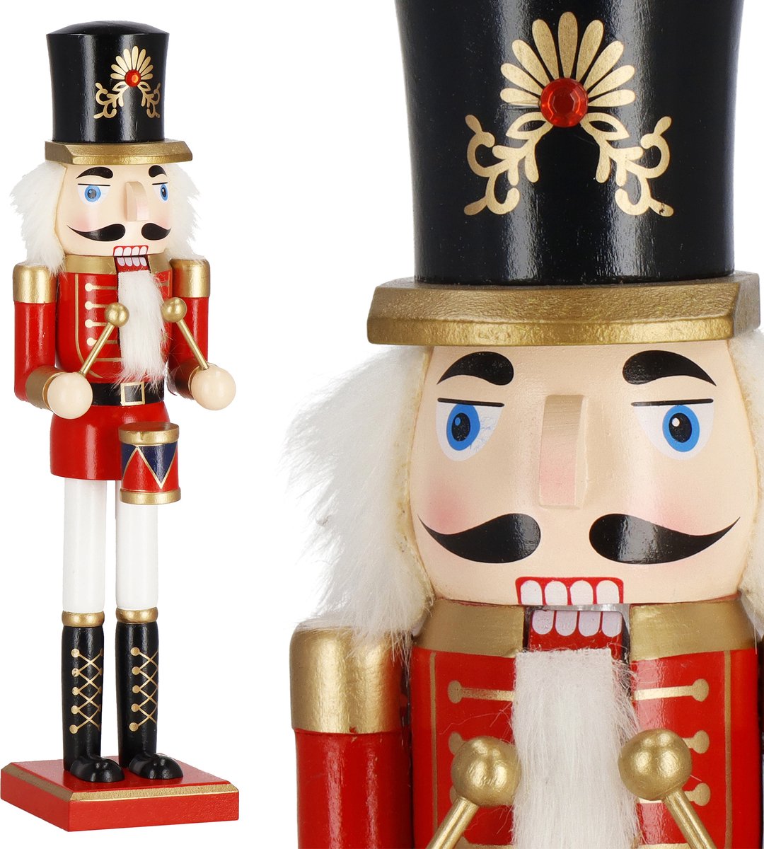 Springos Notenkraker Kerst | 38 cm | Goud/Rood/Wit/Zwart