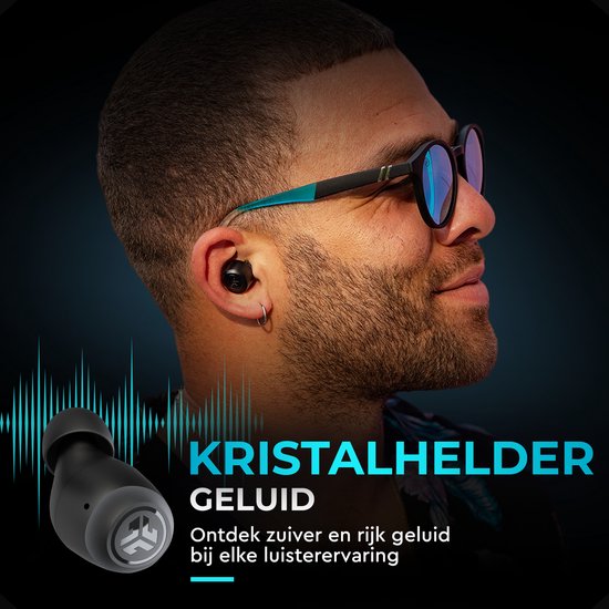 JLab Go Pop Draadloze Oordopjes - Bluetooth Oortjes Draadloos - 35 uur Batterijduur - Met Microfoon - Geschikt voor Android en Apple - Zwart