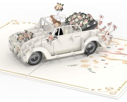 papercrush® Pop-up Huwelijkskaart Bruidsauto - 3D huwelijkskaart elegant 