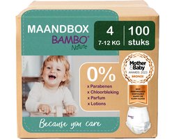 BAMBO Nature Luierbroekjes - Maat 4 (7-12 kg) - 100 stuks Maandbox - 0% onnodige toevoegingen - Ideaal voor de gevoelige huid - Nordic Swan Ecolabel