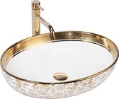 Rea Margot White/Gold Opzetwastafel Wit En Goud 52x40 cm