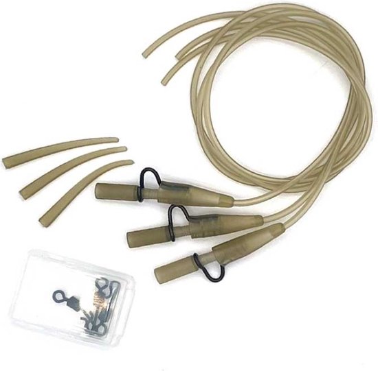 EXC Heavy Lead Clips & Q.C. Swivel - 3 sets - 30cm - Visveilig Vastlood Systeem - Karper Vissen Onderlijn - Loodclips met Swivels - Met Anti-Tangle Sleeves, Swivels, Rig Tube en Loodclips van Merkloos — afbeelding 4