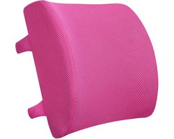 Rgonomisch Rugkussen Onderrug - Memory Foam - Rugsteun - Lendensteun - Vermoeidheid verlichten - Voor Auto, Bureaustoel, Bank en Bed - Autokussen - Thuiswerken - Roze - Rugklachten & Zitcomfort