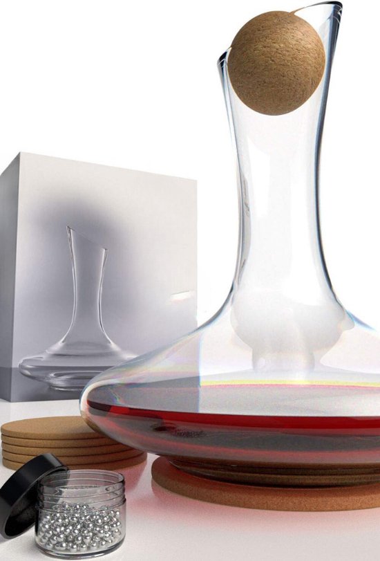 Decanter met wijnbeluchter, 1500 ml, druppelvrije wijnkaraf, wijnkaraf