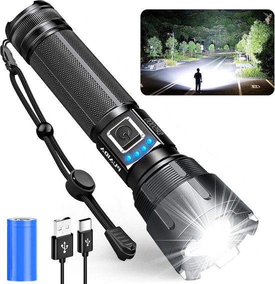 Audor Zaklamp LED 10.000 lumen, LED zaklamp, extreem helder met COB