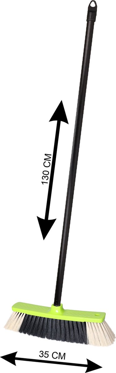 Brumag bezem voor binnen - bezemkop groen - breedte 35 cm - steel 130 cm - voor alle vloeren - zachte haren - kunststof van Brumag — afbeelding 2