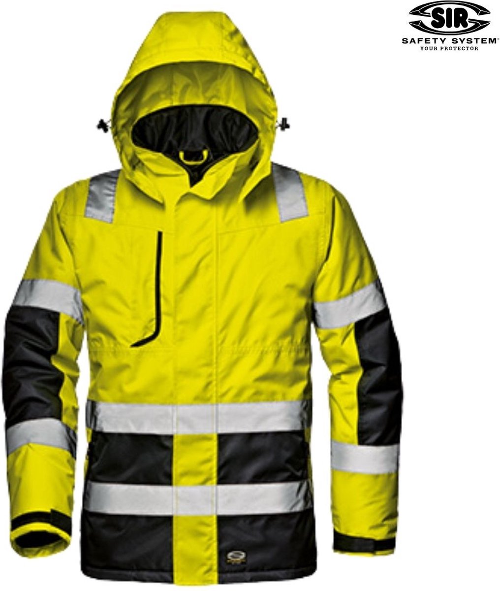 SIR SAFETY MATRIX HI VIS Hi Vis Reflecterend Parka Werkjas HEREN Veiligheidsjas Geel Zwart - Waterdicht - Winddicht - Gevoerd