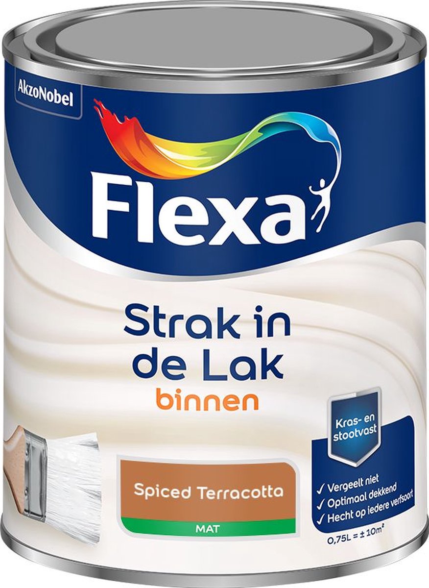 Flexa - Strak in de Lak Binnenlak Mat - Spiced Terracotta - Kleur van het jaar 2025 - Mengverf - 0.75 L