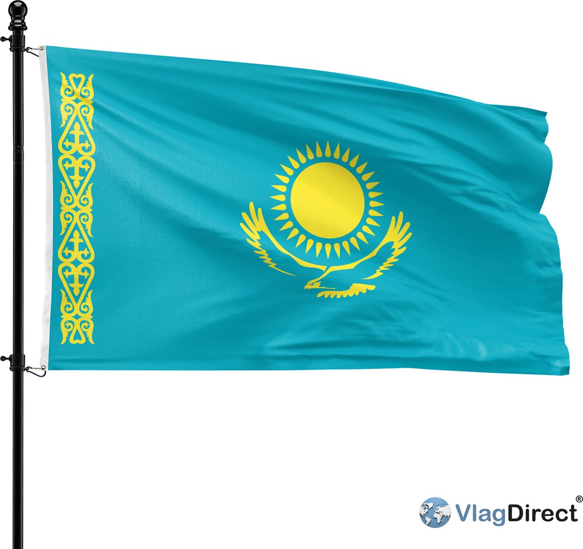 VlagDirect - Kazachse vlag - Kazachstan vlag - 90 x 150 cm.