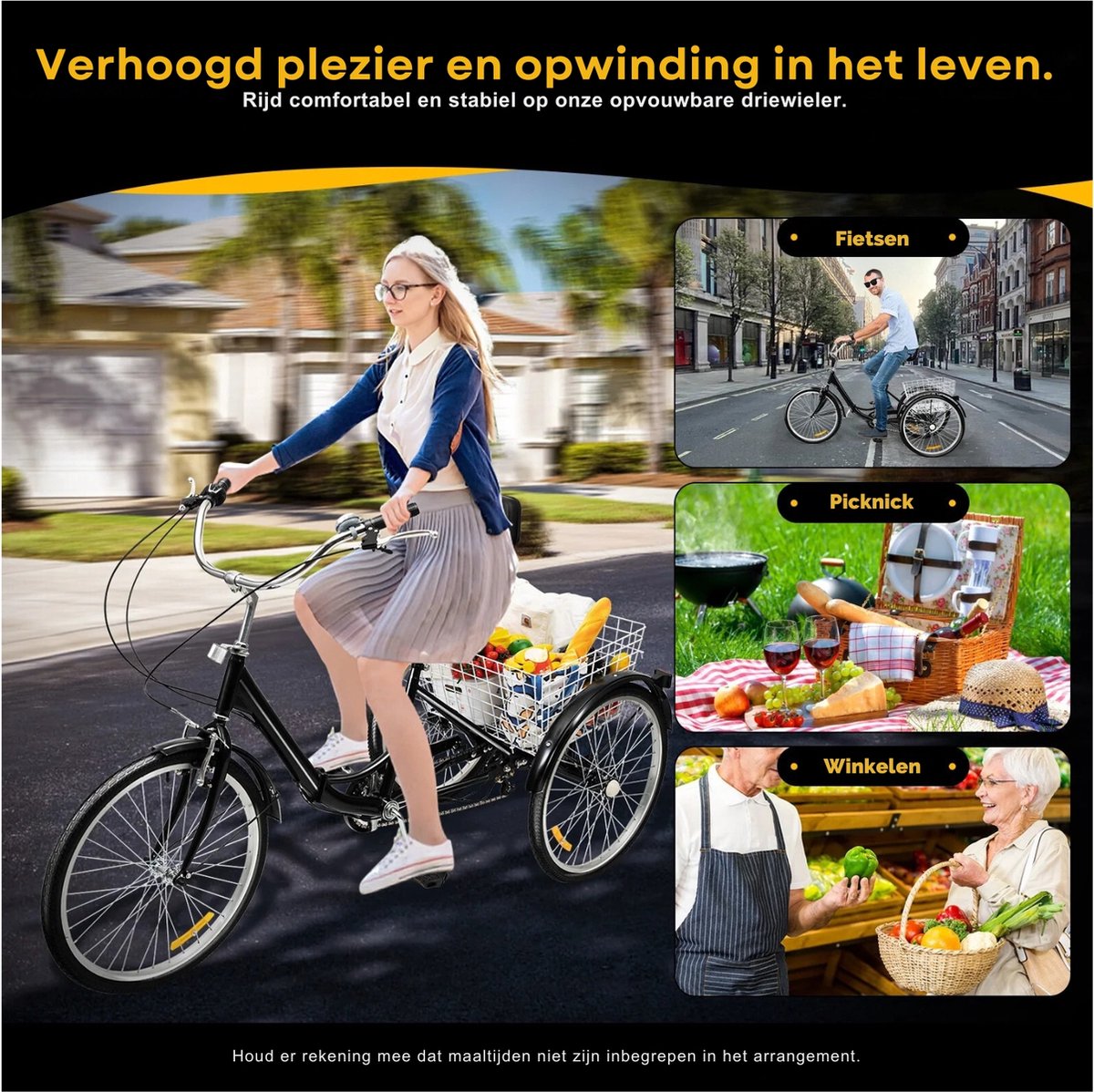 Vélo 3 Roues Tricycle Adulte 20 Pouces 8 Vitesses Avec Grand Panier - Trike Cruise Pour Adultes, Seniors, Hommes Et Femmes
