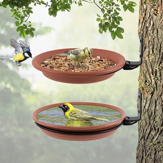 2 Pack Vogelvoer, Boom Gemonteerde Vogelvoeders Vogelbad Vogelwater Feeder Geïnstalleerd Op Houten Hek Muur Dek Stakes