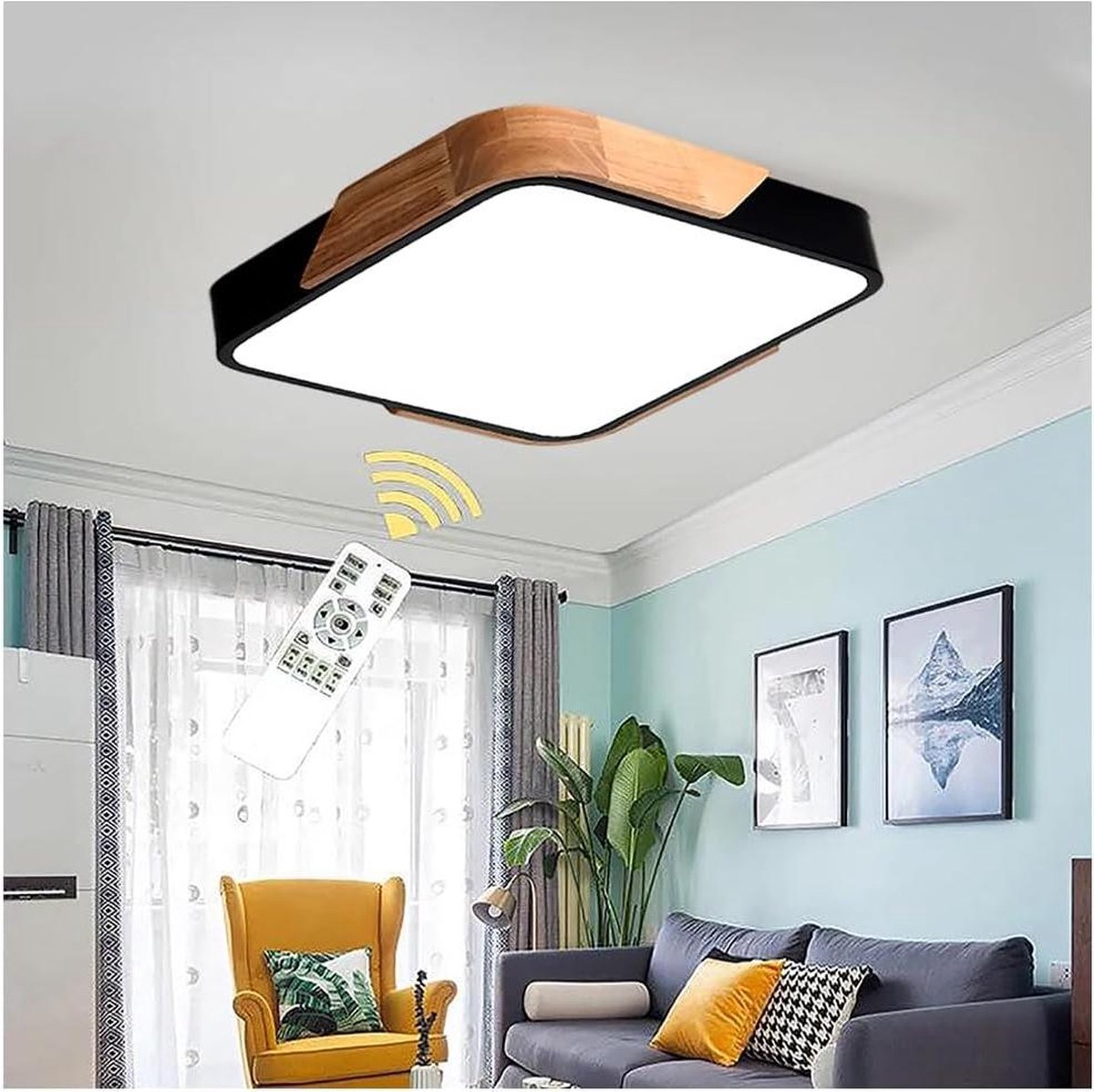 Dimbare Houten Plafondlamp 24W - Montage voor Woonkamer Slaapkamer - Modern Design - 30 x 5 cm
