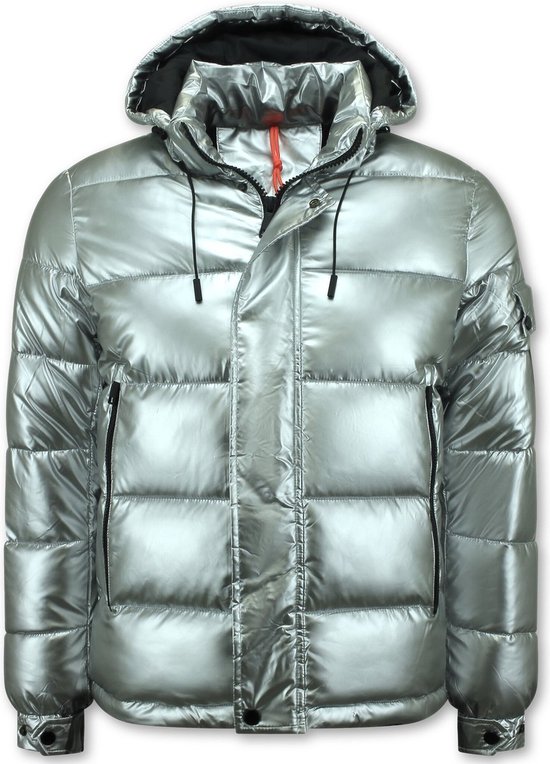 Zilveren Puffer Jackets Heren met Capuchon