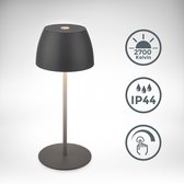 B.K.Licht - Oplaadbare mini Tafellamp - met USB-C - draadloos - dimbaar - buitenlamp - 8x20 cm - antraciet