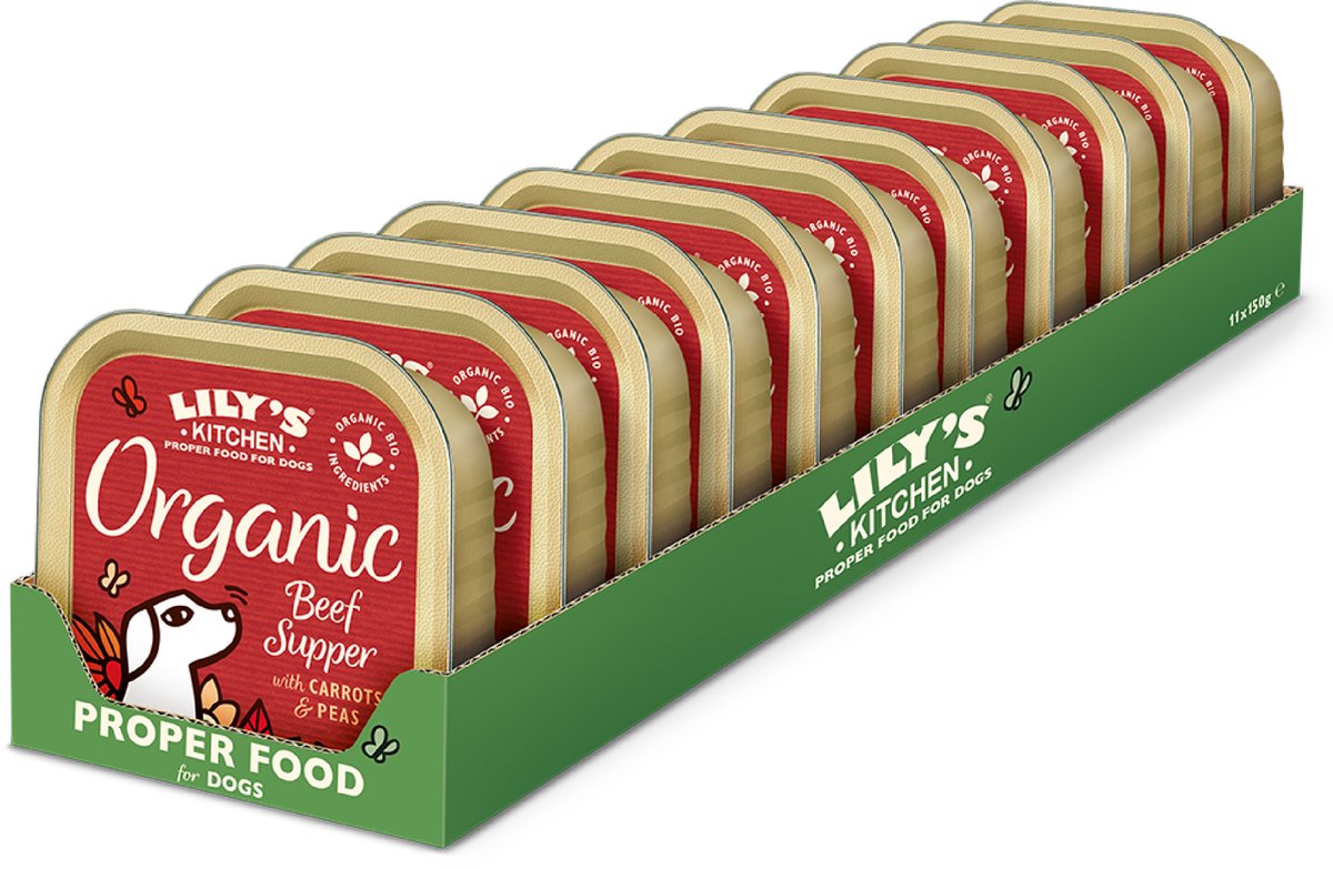 Lily's Kitchen Biologische Paté - Hondenvoer Natvoer - Rund - 11 x 150 g