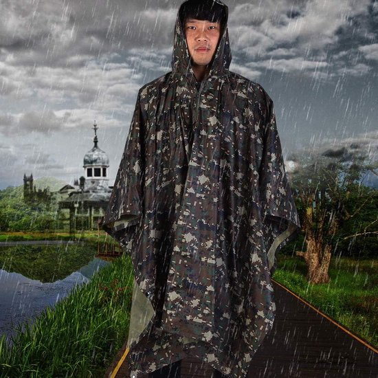 Waterdichte Militaire Regenjas Lichtgewicht Regenponcho voor Camping en Wandelen bol