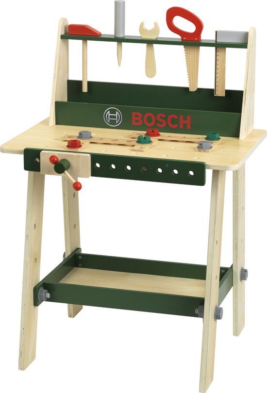 Klein Toys Bosch - speelgoed werkbank - 16-delig - hout - meerkleurig