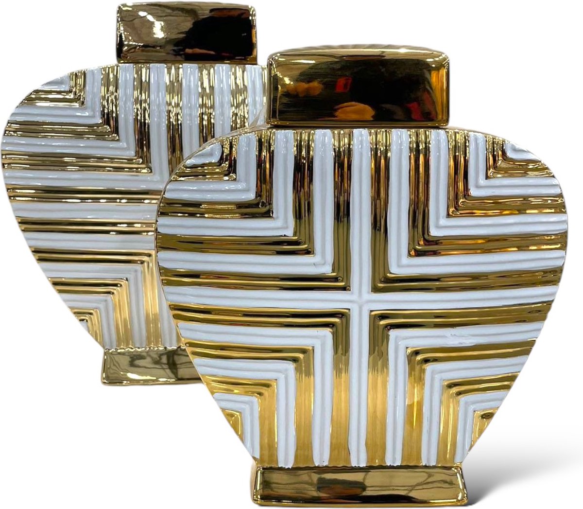 Gold & White Jar Set 2