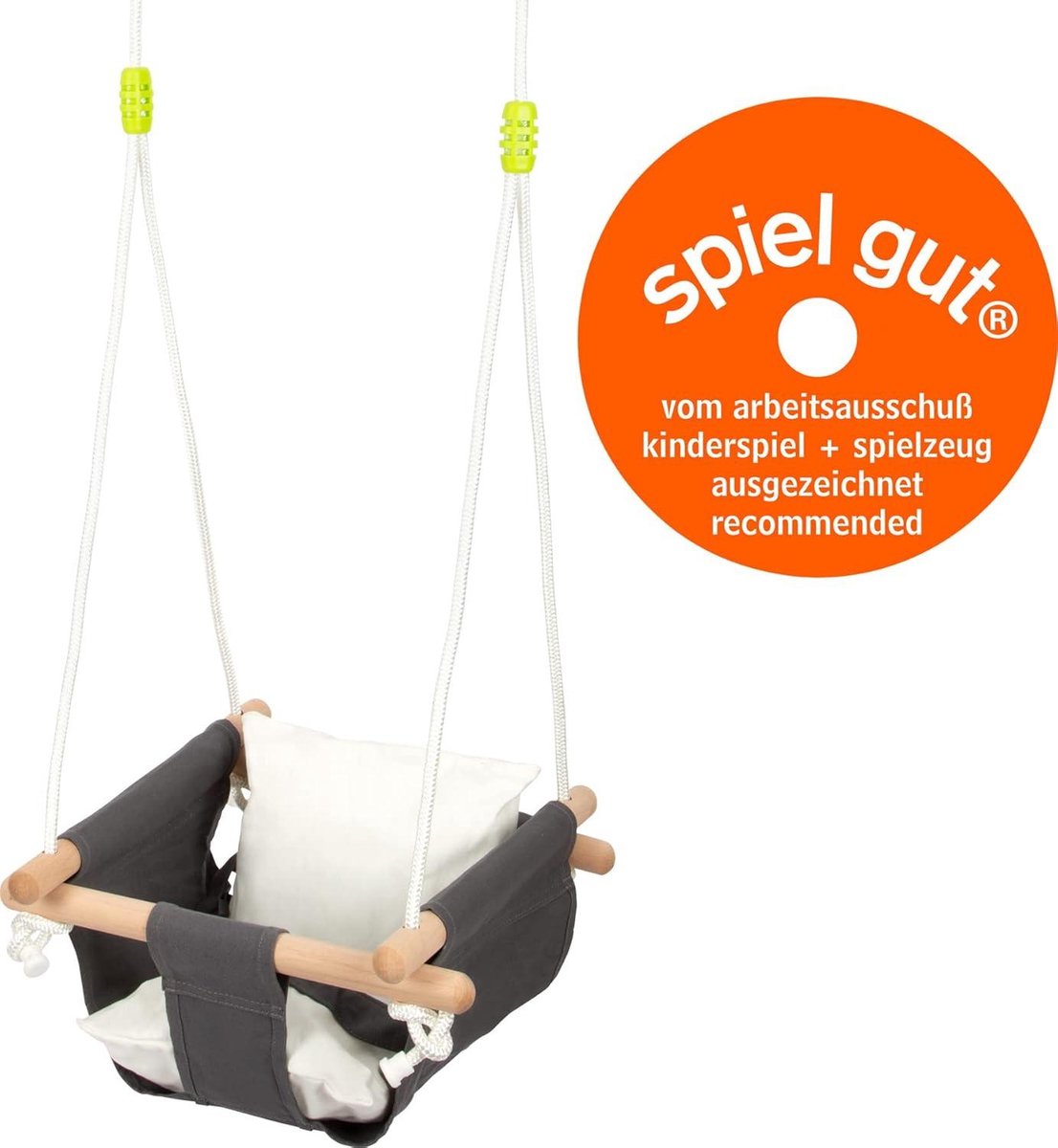 Comfort Babyschommel Hout en Stof Verstelbare Touwen Voor Buiten en Binnen