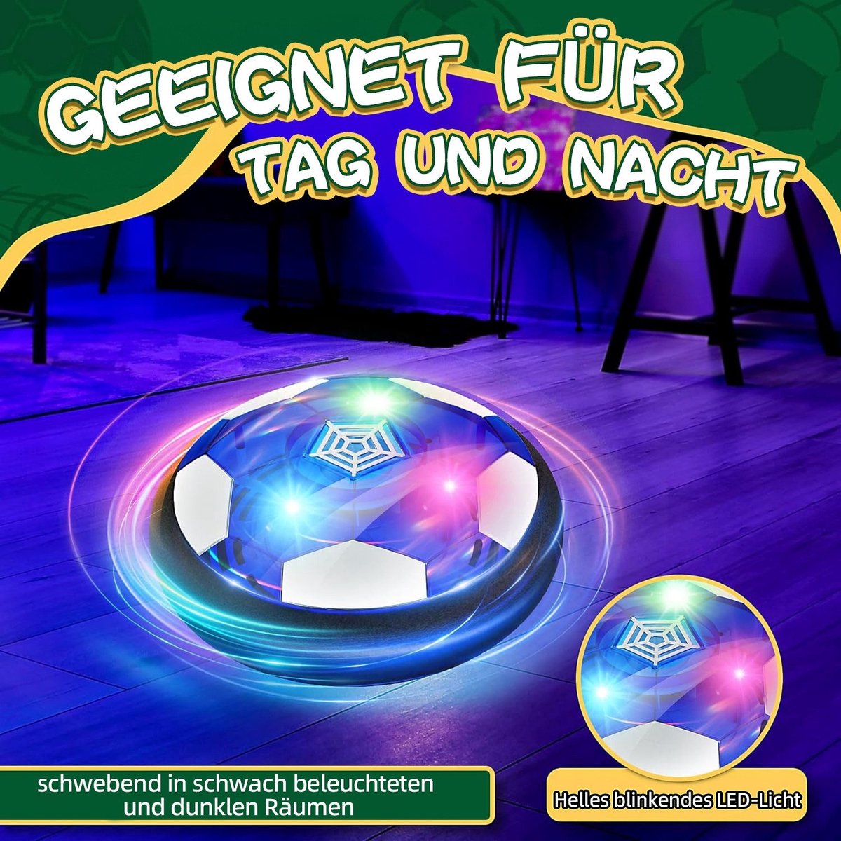 Set Air Power Football Rechargeable Lenbest - Ballon Foot Flottant + 2 Buts - Jouet Enfant 3-12 Ans, Cadeau Garçon