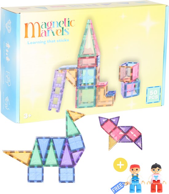 Mini Magnetische Tegels 49 Stuks - Draagbare Set Met Metalen Opbergdoos, STEM Educatief Bouwspeelgoed Voor Kinderen 4-8 Jaar - Ideaal Verjaardagscadeau
