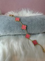 EHH BEAUTY - Donker roze armband - meisjes armband - Sieraad dames - luxe klaver armband - Dark pink - Clover bracelet