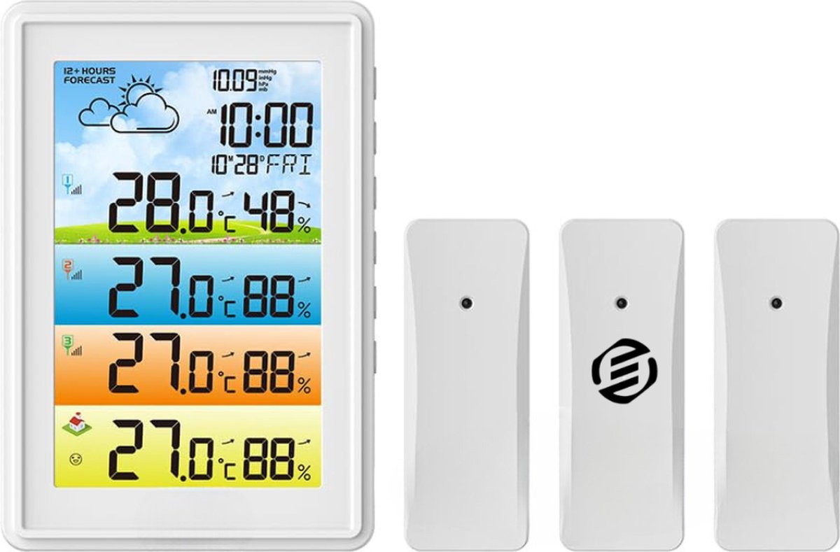Equivera Weerstation Binnen en Buiten Weerstation voor in Huis Temperatuur en Luchtvochtigheid Draadloos