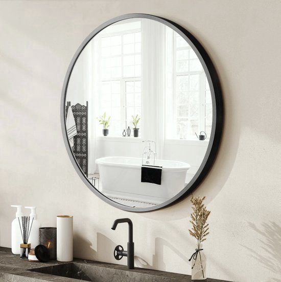 tectake® Ronde wandspiegel Fiona met aluminiumframe