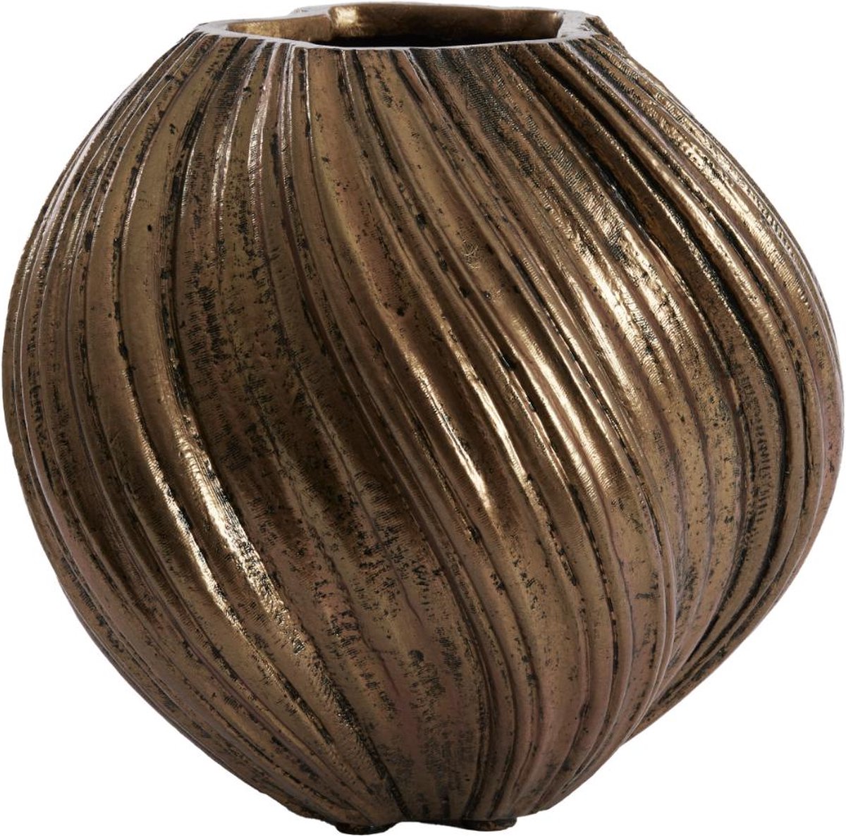 Light & Living Vaas Yatung - Antiek Brons - Ø34cm - Steen - Modern - Bloemenvaas - Woondecoratie - Decoratieve vaas voor woonkamer of slaapkamer