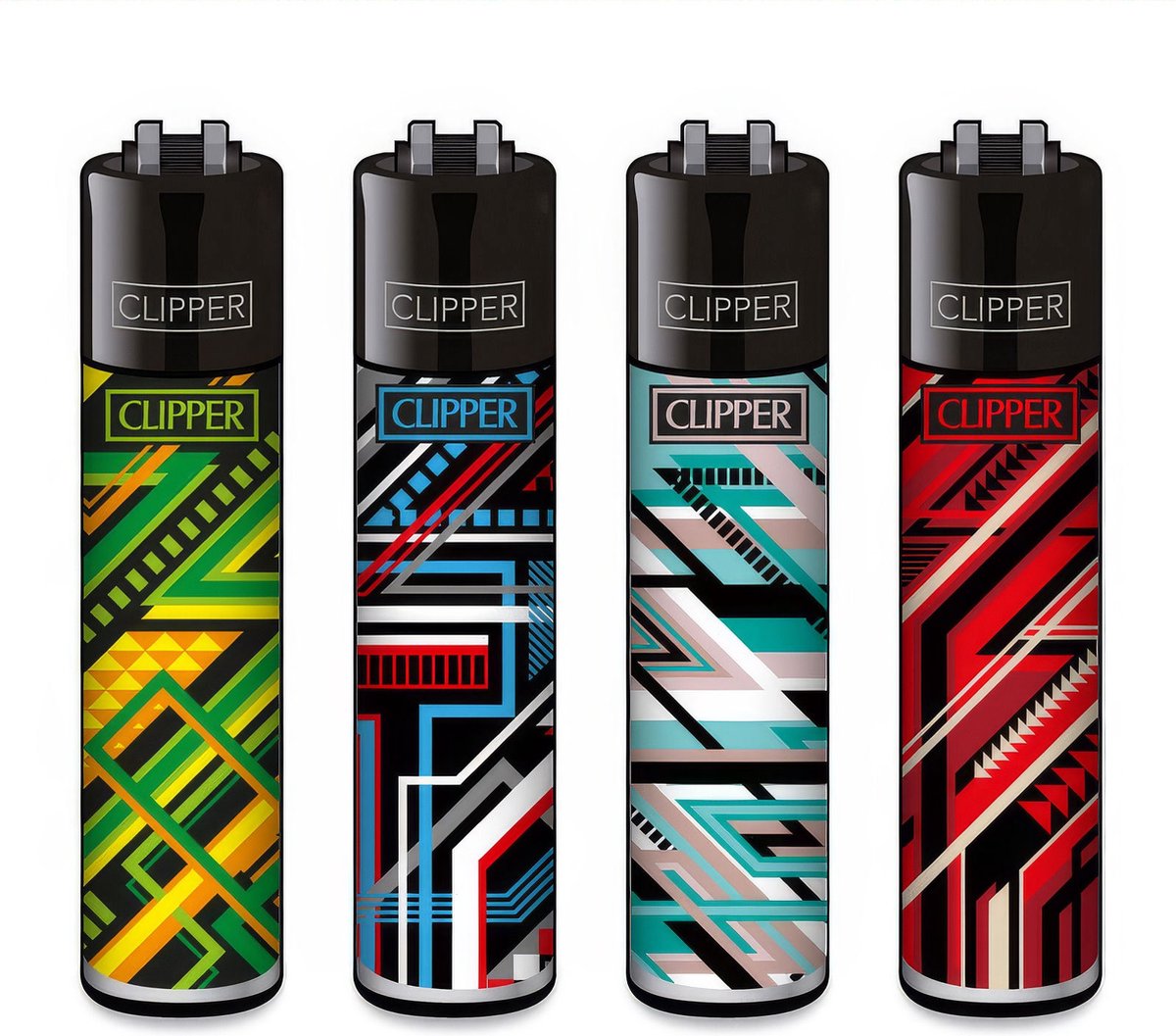 Goedkoopste Clipper Classic Large Aanstekers Geometric Lines (4 Stuks