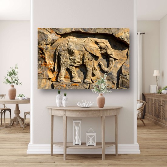 Peintures sur verre éléphants - Peinture animalière sur verre - Peinture murale - Peintures sur verre industriel - Peintures plexiglas - Art mural verre acrylique 75x50 cm