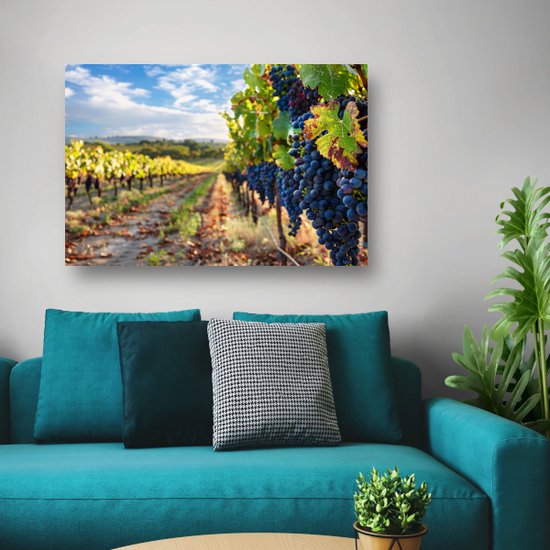 Druiven glas schilderijen - Fruit schilderij - Schilderij Blad - Modern schilderij - Acrylaat - Slaapkamer muurdecoratie acrylglas 150x100 cm
