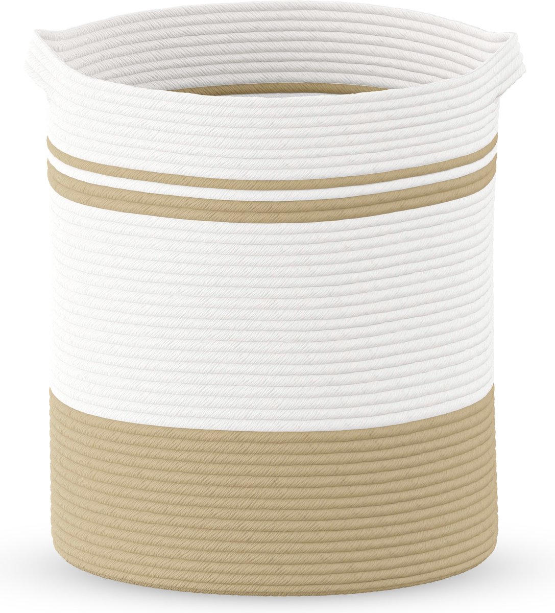 Goedkoopste Organess wasmand - Wassorteerder - Opvouwbaar - 80L - Katoen - Wit & Bruin