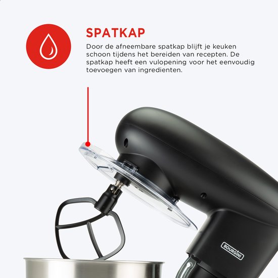 Bourgini Kitchen Chef Plus Keukenmachine - 5.5L Mengkom - 1400W - Zwart - Keukenmixer - Keukenrobot van Bourgini — afbeelding 3