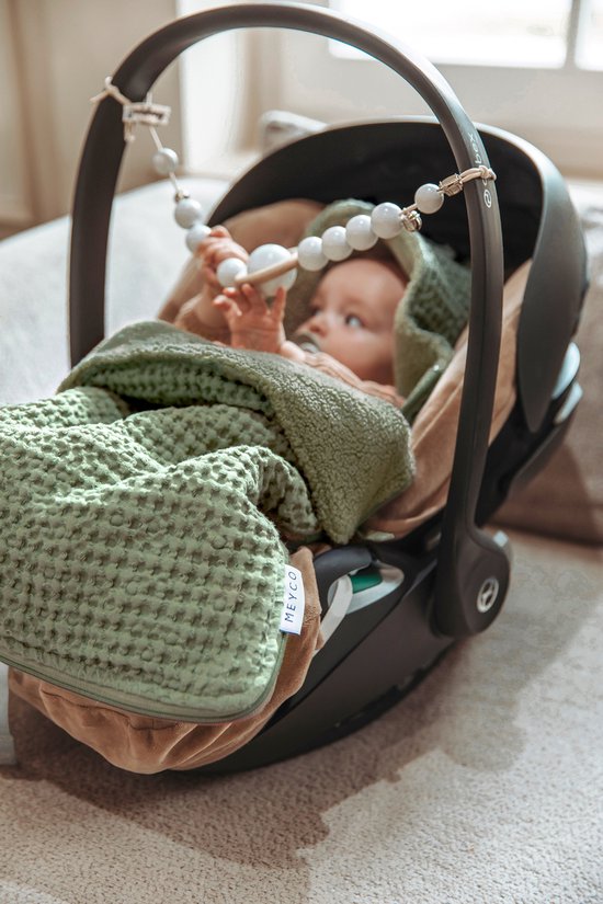 Meyco Baby Wafel Teddy voetenzak - olive green - 40x82cm van Meyco — afbeelding 5