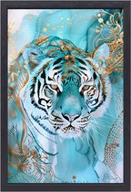Tijger portret - Dieren portret - Schilderij op canvas Patronen - Klassieke schilderijen - Muurdecoratie canvas met baklijst - Slaapkamer accessoires canvas met baklijst 60x90 cm