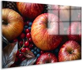 Appels glasschilderijen - Fruit glasschilderij - Glasschilderijen Bladeren - Klassieke schilderijen - Acrylaat - Slaapkamer muurdecoratie acrylglas 150x100 cm