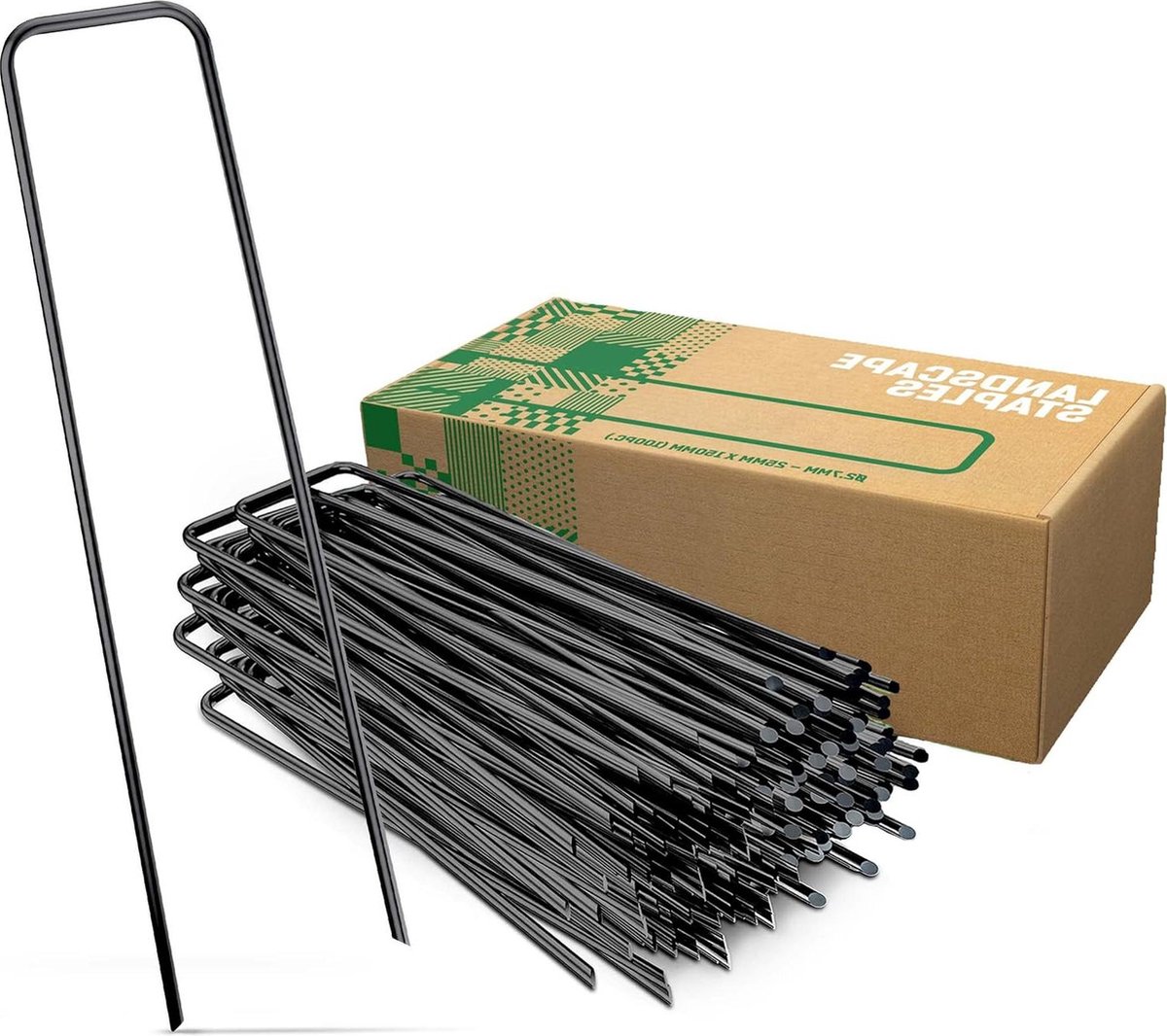 Grondankers van Niet Verzinkt Staal (250 Stuks) - Stabiele Grondankers Voor Onkruidvlies Tuinvlies Schutting & Net - 150 mm Lang 25 mm Breed Ø 2.7 mm - Sterke Grondverankeringsoptie