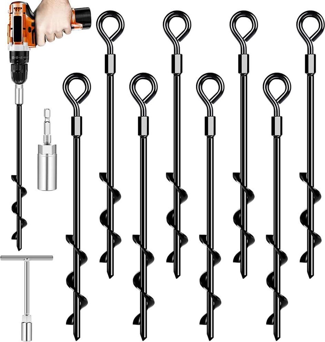 Goedkoopste Heavy-duty grondanker om in te draaien voor trampoline - bestand tegen sterke wind - roestvrij.