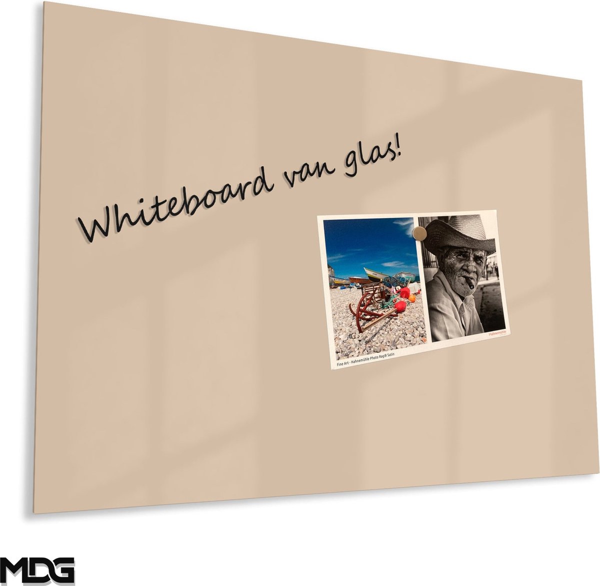 Mydesignglas Glazen Whiteboard - Gehard Glas - Magneetbord - Memobord - Magnetisch - Krasbestendig - Frameless - 60x40cm - Karamel Fudge