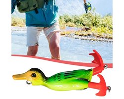 Actie4you® - Kunstaas eend - Softbait - Propeller pootjes - Snoek / Baars (Roofvissen) - Groen Geel
