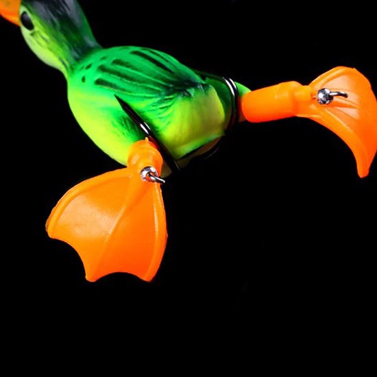 Actie4you® - Kunstaas eend - Softbait - Propeller pootjes - Snoek / Baars (Roofvissen) - Groen Geel van Actie4you — afbeelding 3