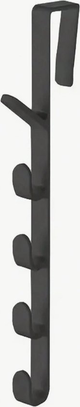 Zwarte deurhaken met 5 haken, 28cm hoog.