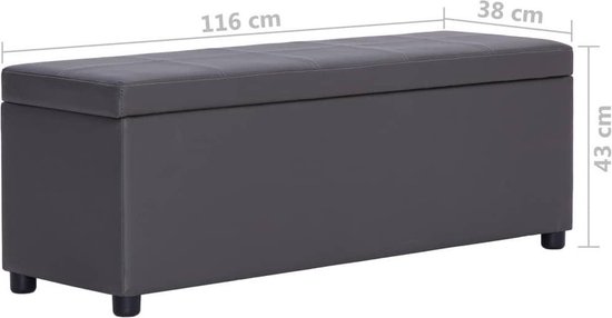 The Living Store Banc de rangement - Elegant - Banc - 116 x 39 x 44 cm - Grijs