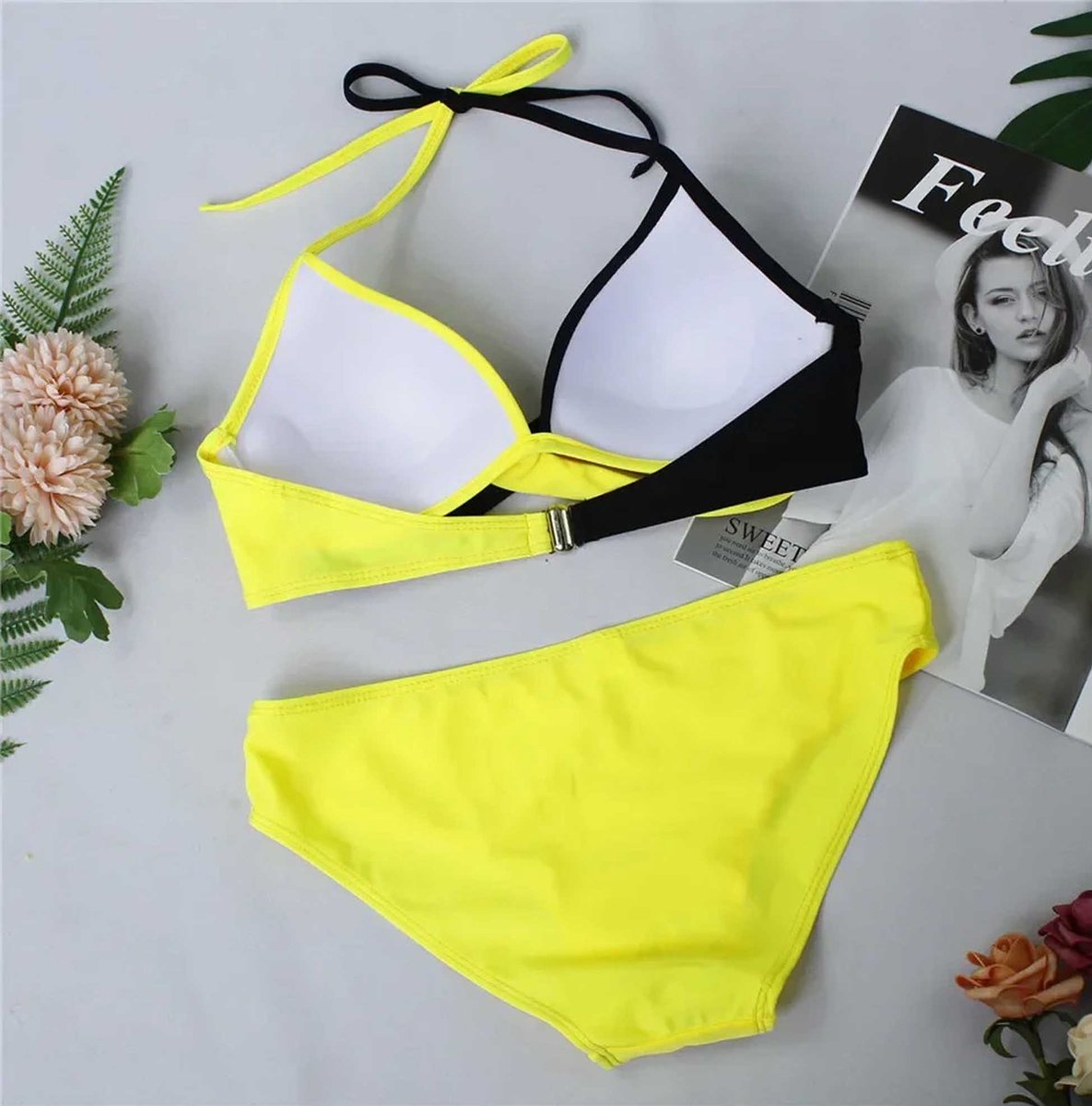 Dorada Bikini - Geel met Zwart - Dames - Strandkleding — afbeelding 3
