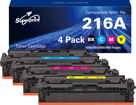 Foto: Superprint 216a huismerk toner geschikt voor hp 216a w2410a w2411a w2412a w2413a multipack 4 toners voordeelbundel