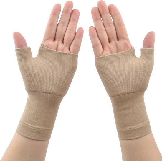 Gants de compression sans doigts beige taille L (Homme) bol