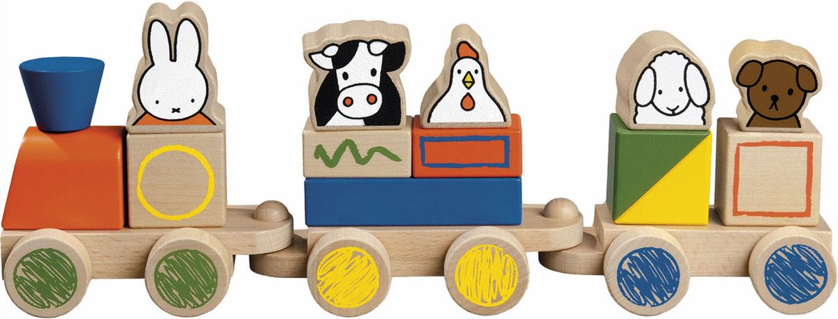 Nijntje houten speelgoed blokkentrein, trein met blokken - peuter kleuter educatief speelgoed - vanaf 1,5 jaar - Bambolino Toys cadeau tip — afbeelding 13