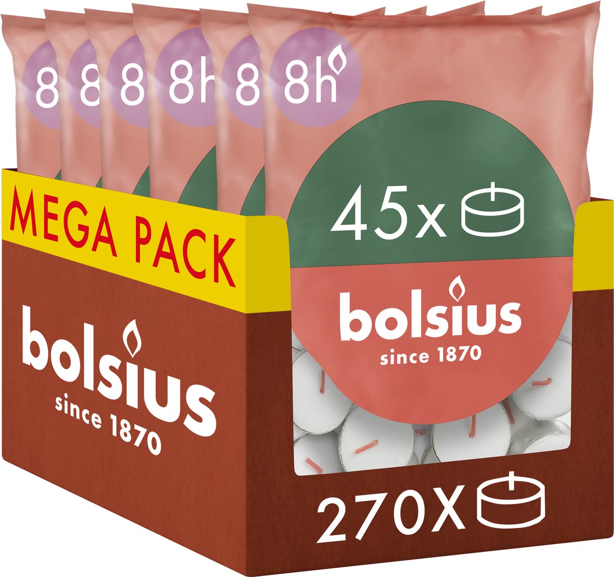 Theelicht 8U wit Doos 30 stuks - Bolsius